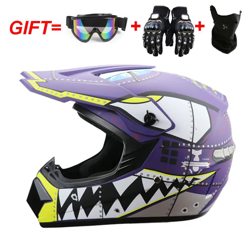 Motorcycle Youth Kids Child full Helmet Children Helmets Motocross Casco Moto Off-road Goggles Gloves Protective Cycling Casque