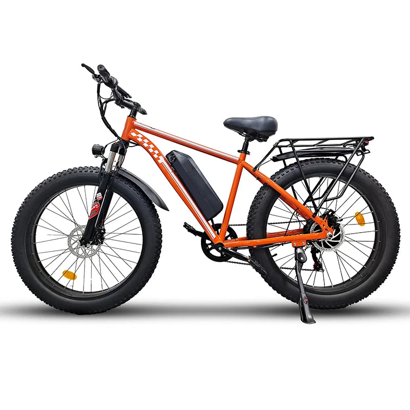 Orange Electric Bike for Adults 1000W Electric Bicycle 48V 15AH E Bike 26" Fat Tire Mountain 31mph Dual Shock Absorber Ebike