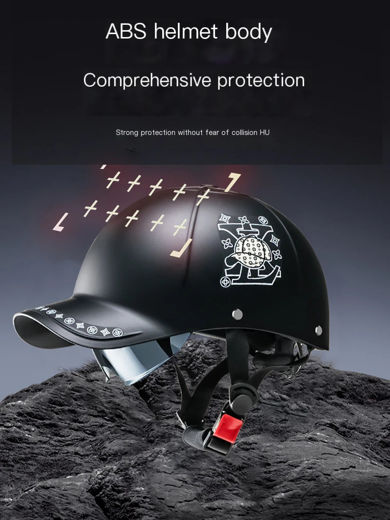 2025 For Cafe Racer Chopper Scooter Safety Hard Hat Half Face Vintage Summer Cap Motorcycle Half Helmet Baseball Cap Style