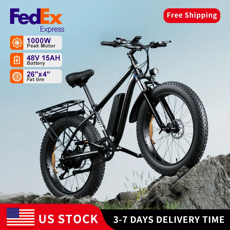 Electric Bike for Adults & Teens – 1500W Motor 65Nm Torque, 48V 15Ah Removable Battery, Full Suspension, 3 Riding Modes