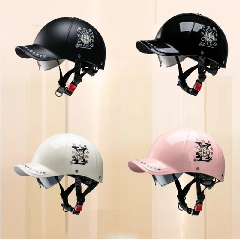 2025 For Cafe Racer Chopper Scooter Safety Hard Hat Half Face Vintage Summer Cap Motorcycle Half Helmet Baseball Cap Style