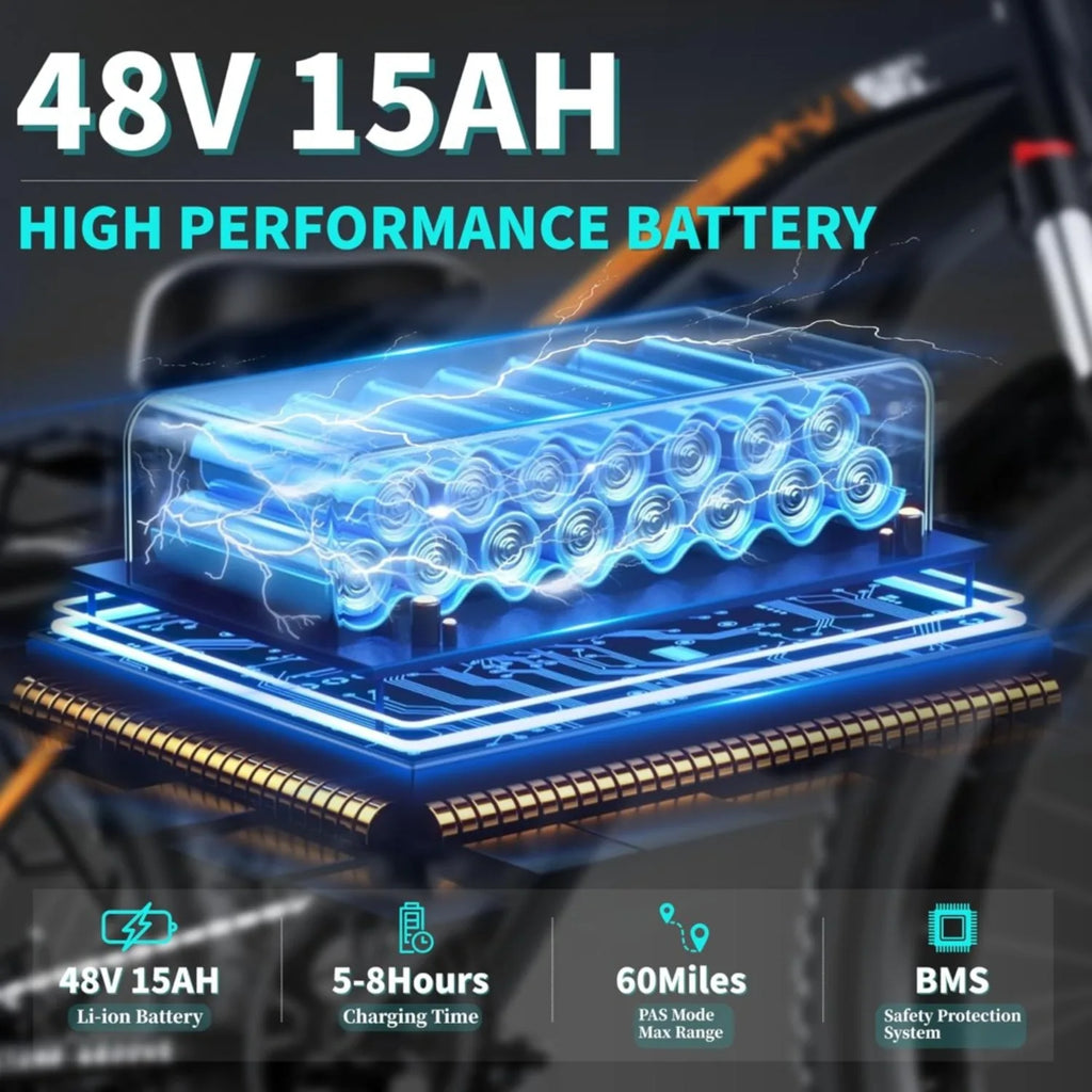 Electric Bike for Adults, 26" Commuter Ebikes, 2000W Peak Motor - 48V 15Ah Fast Mountain Bike, 7-Speed Gears, 20MPH, Customized