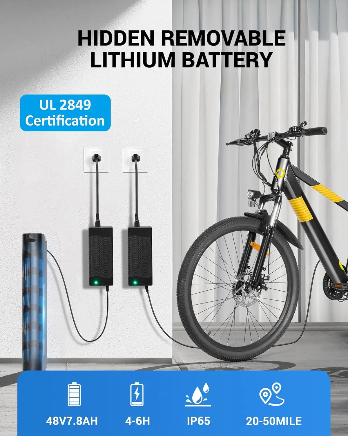 Electric Bike for Adults,26" E-Bike with 700W Peak Motor 21-Speed,Up to 50 Miles Removable Battery,Front Fork, Customized