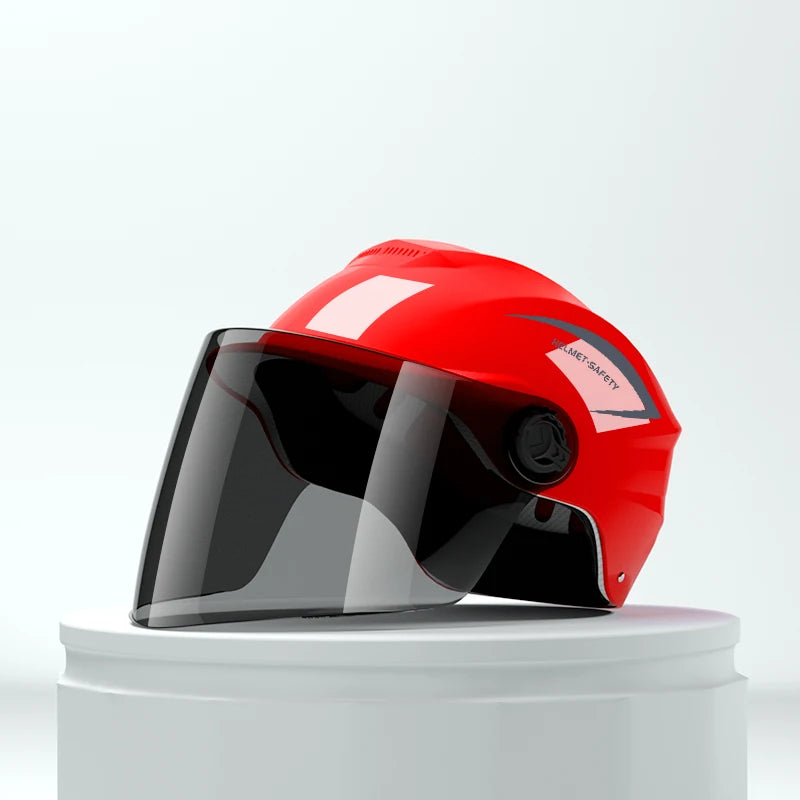 Lightweight Rainproof Half Helmet for Electric Bike & Motorcycle - Unisex All-Season Safety Cap with Sun Protection