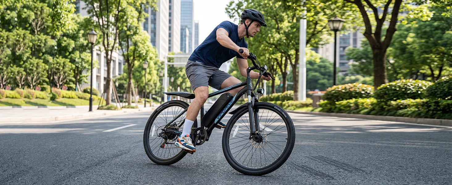 VIPDRIVE Defier 1.1 Adult Electric Bike, 750W Peak Motor, Electric Road Bicycle, 48V 7.8Ah Fatbike, 26", 20MPH Mountain Ebike