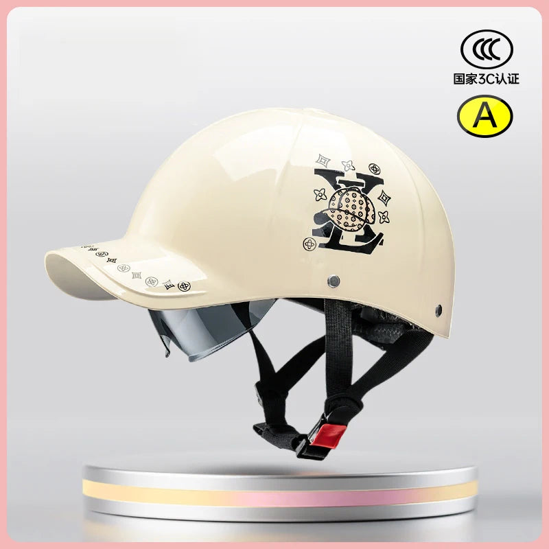 2025 For Cafe Racer Chopper Scooter Safety Hard Hat Half Face Vintage Summer Cap Motorcycle Half Helmet Baseball Cap Style