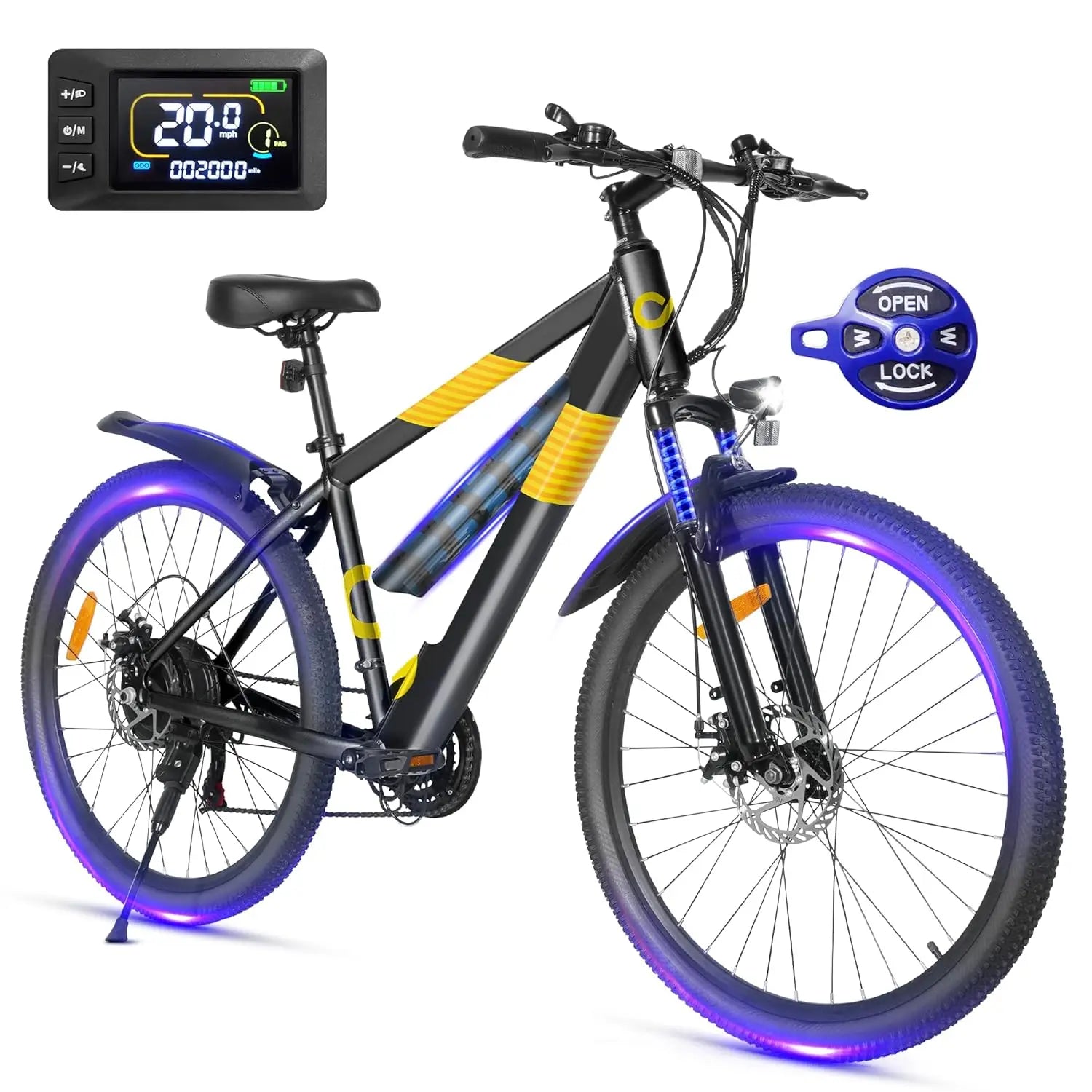 Electric Bike for Adults,26" E-Bike with 700W Peak Motor 21-Speed,Up to 50 Miles Removable Battery,Front Fork, Customized