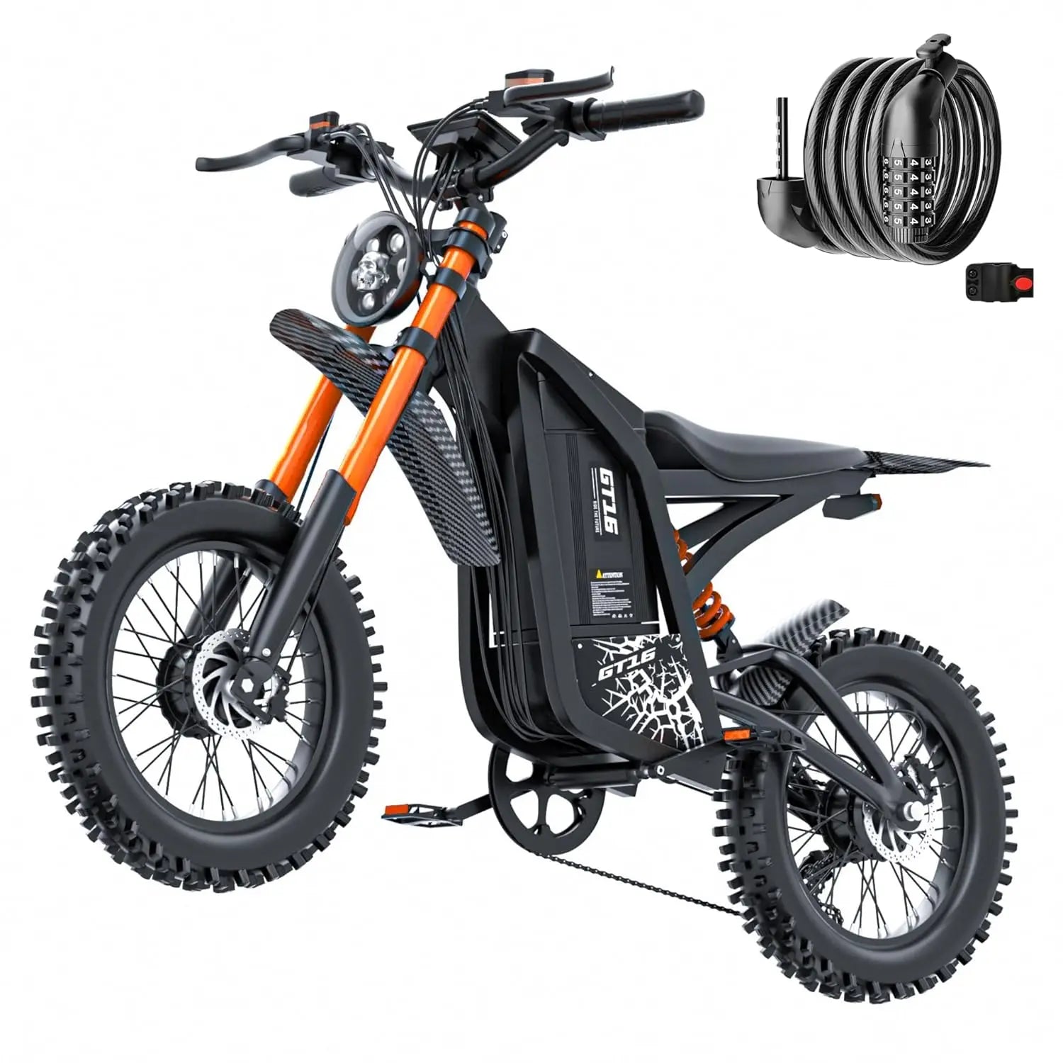 4500W 40MPH Electric Dirt Bike 48V 25Ah 100Mi 5PAS Hydraulic Brake Full Suspension 16in Off Road Adult,Custom