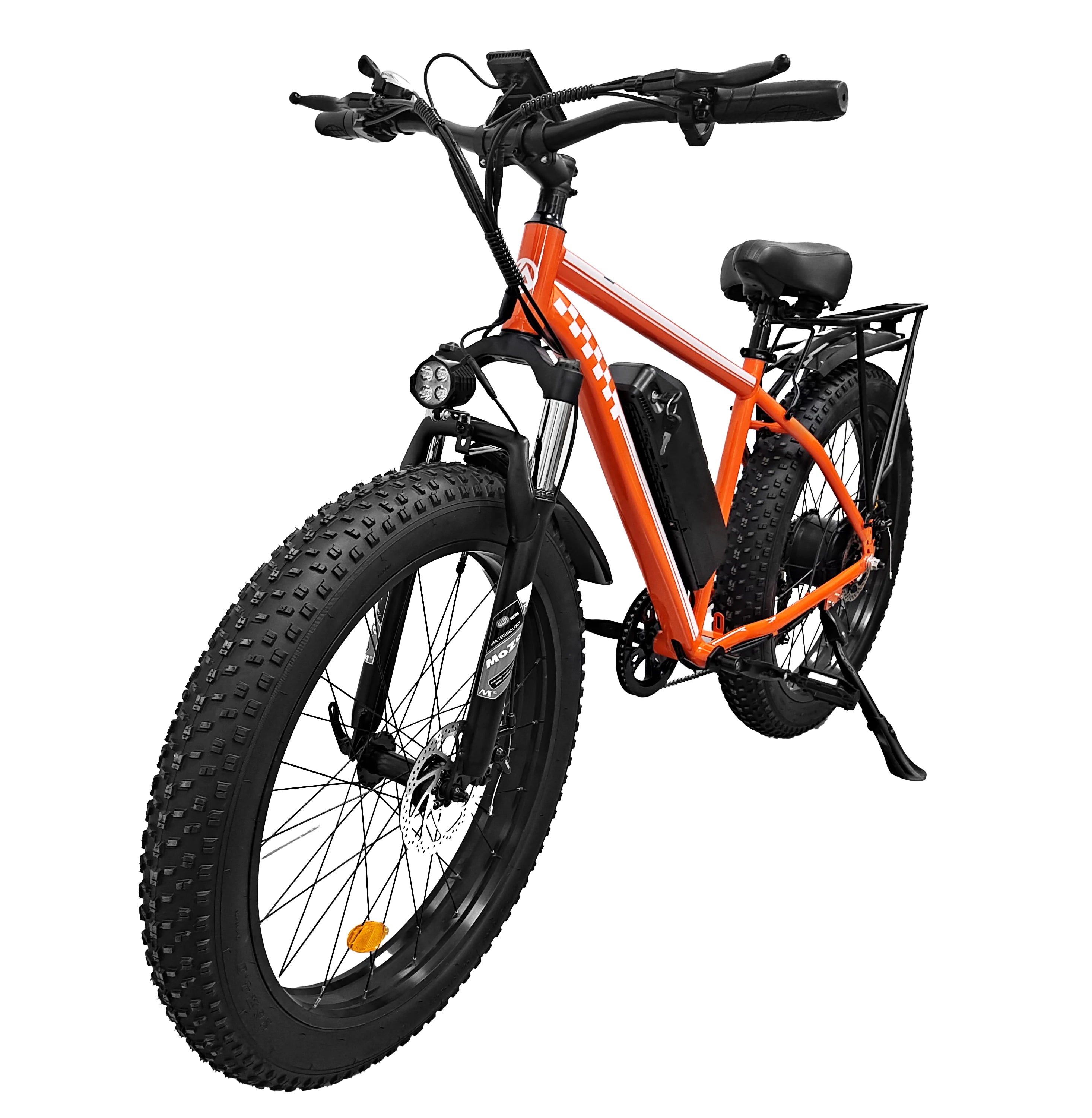 Orange Electric Bike for Adults 1000W Electric Bicycle 48V 15AH E Bike 26" Fat Tire Mountain 31mph Dual Shock Absorber Ebike