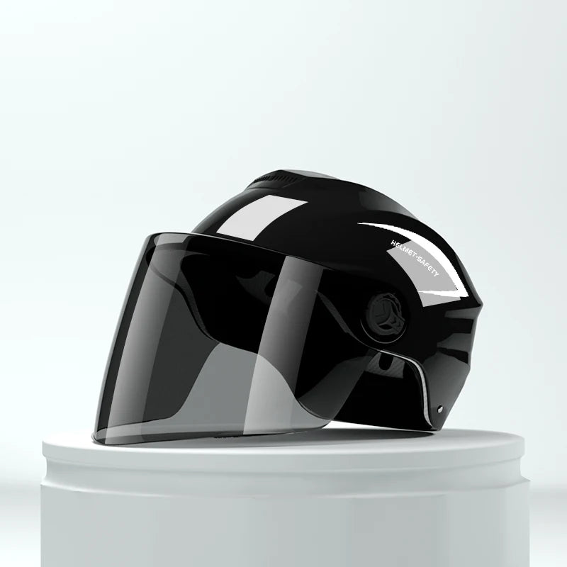Lightweight Rainproof Half Helmet for Electric Bike & Motorcycle - Unisex All-Season Safety Cap with Sun Protection