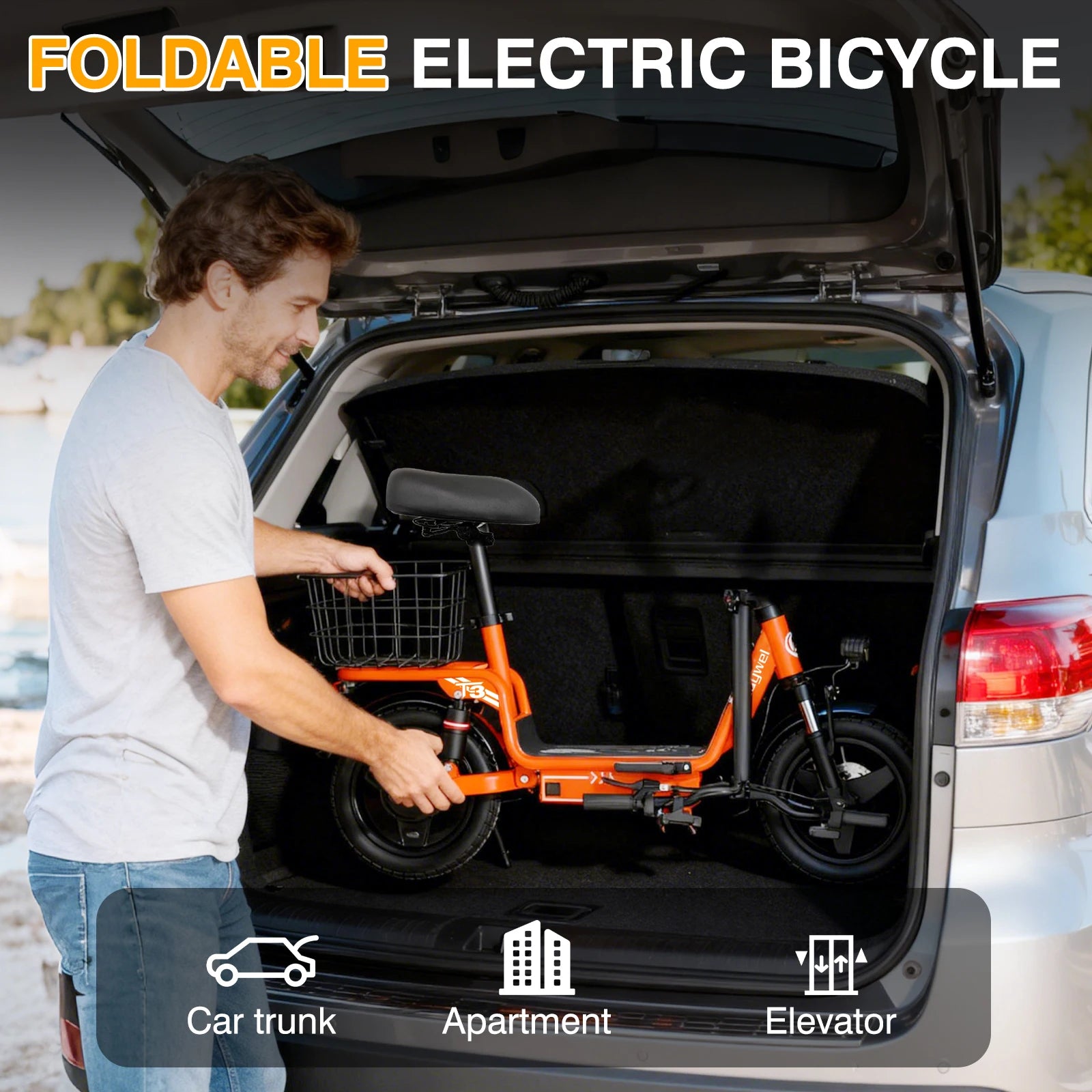 Bodywel T3 Folding Electric Scooter for Adults, 48V 13Ah Full Shock Foldable EScooter with Seat For Shopping and Commuting ebike