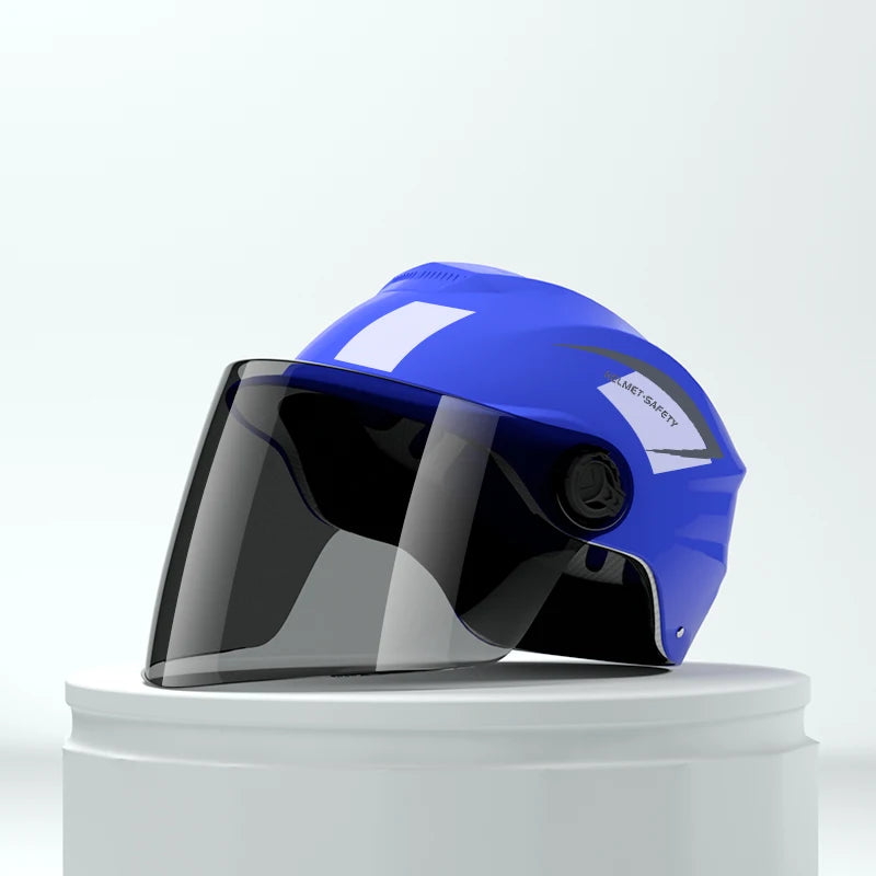 Lightweight Rainproof Half Helmet for Electric Bike & Motorcycle - Unisex All-Season Safety Cap with Sun Protection