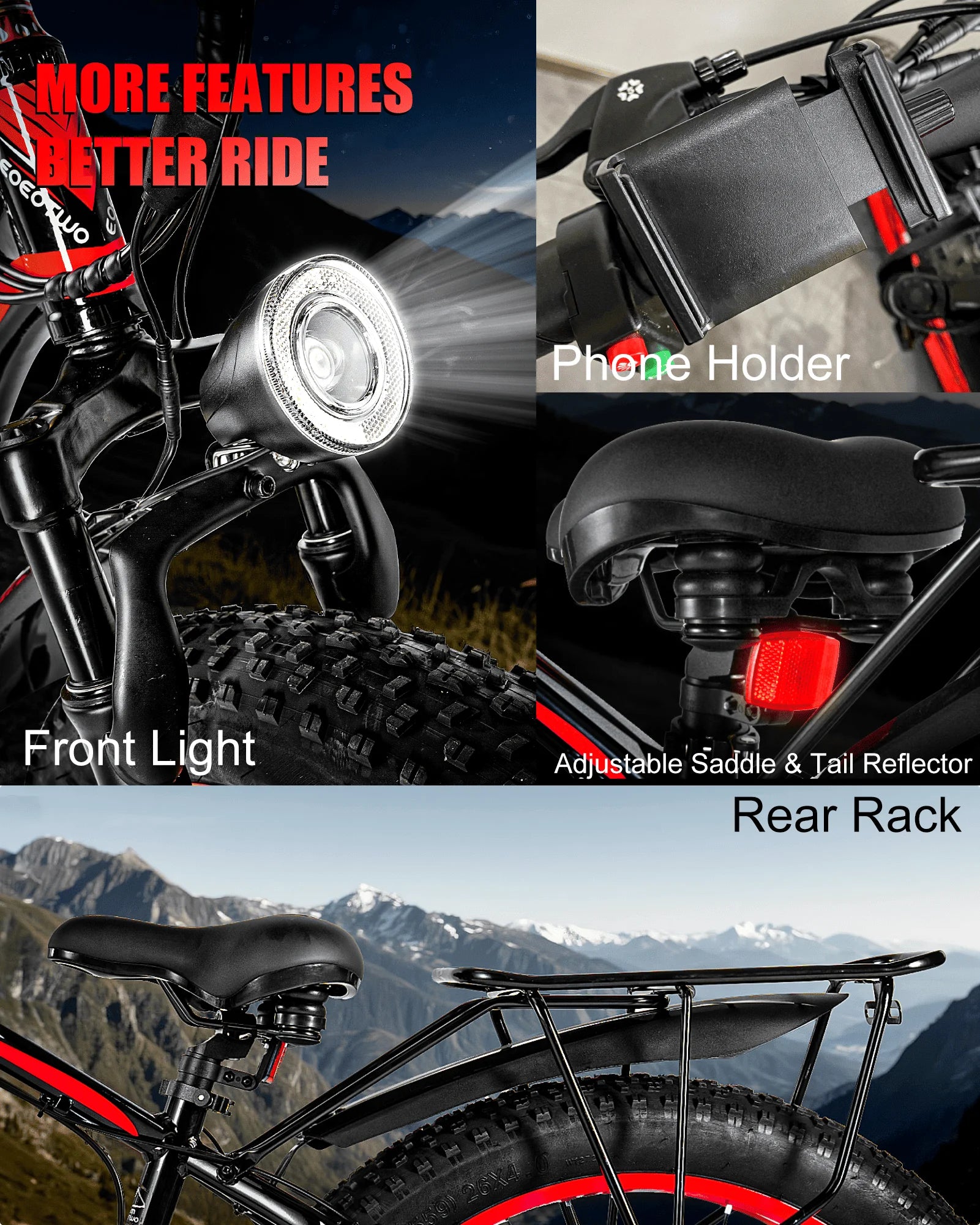 EOEOTWO 1500W Fat Tire Electric Bike for Adults 26"x4.0 All Terrain Ebike 34MPH Fast Mountain E-Bike 48V Long Range Snow Beach Bicycle
