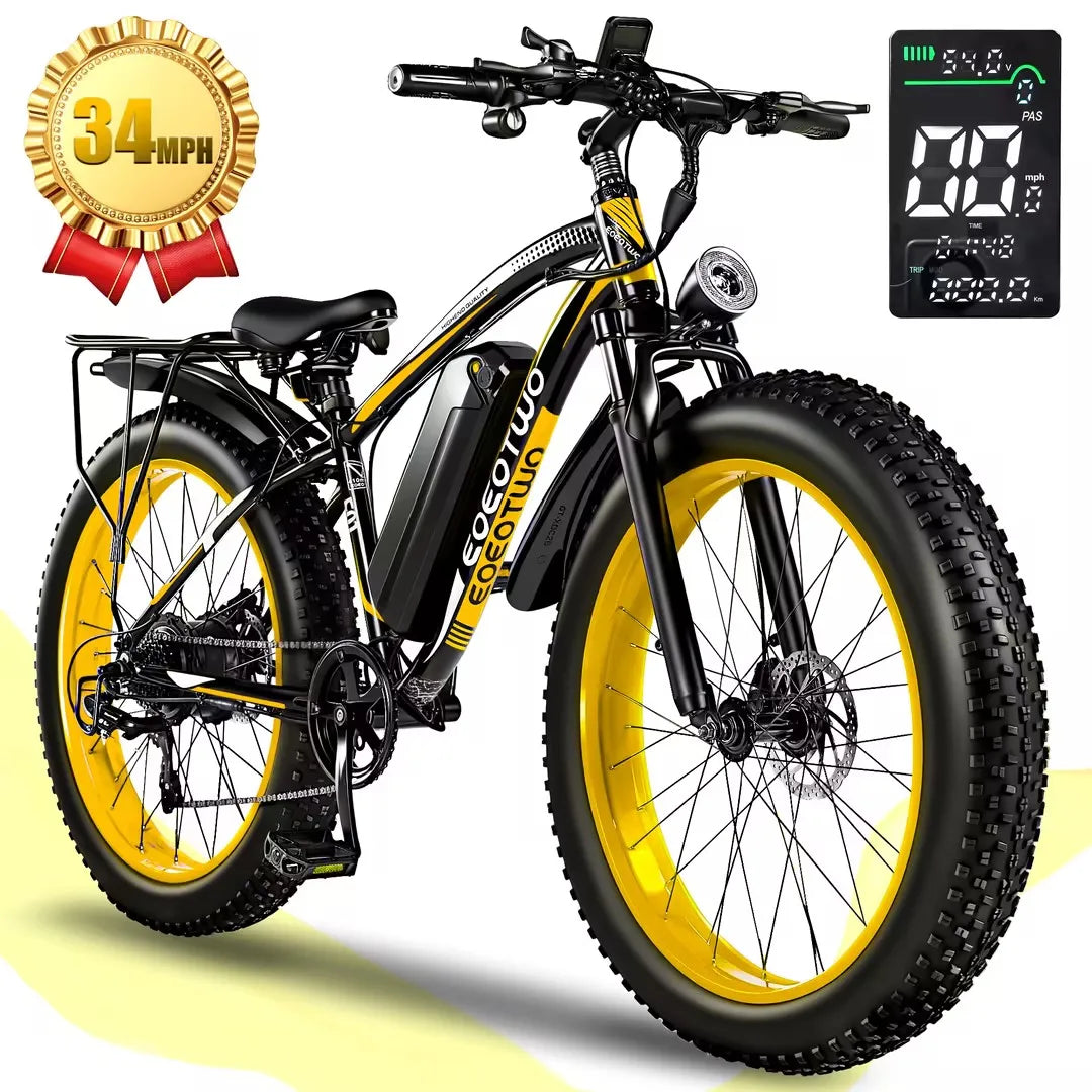 EOEOTWO 1500W Fat Tire Electric Bike for Adults 26"x4.0 All Terrain Ebike 34MPH Fast Mountain E-Bike 48V Long Range Snow Beach Bicycle