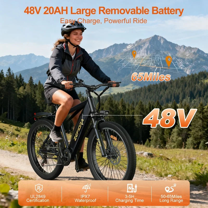 Ebike Electric Dirt Bicycle 1000w 14 26 Inch 30-50mph 48v 10ah 15ah 17.5a Removable Battery,factory Original Adult Electric Bike