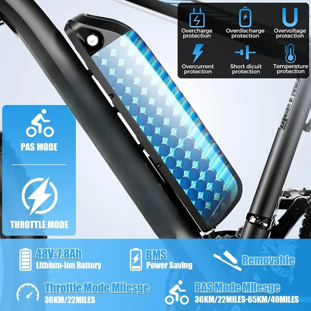 Adult Electric Mountain Bike 750W Motor 26 Inch Sunshine Ebike Customized 20-22mph Speed 55 Miles Range