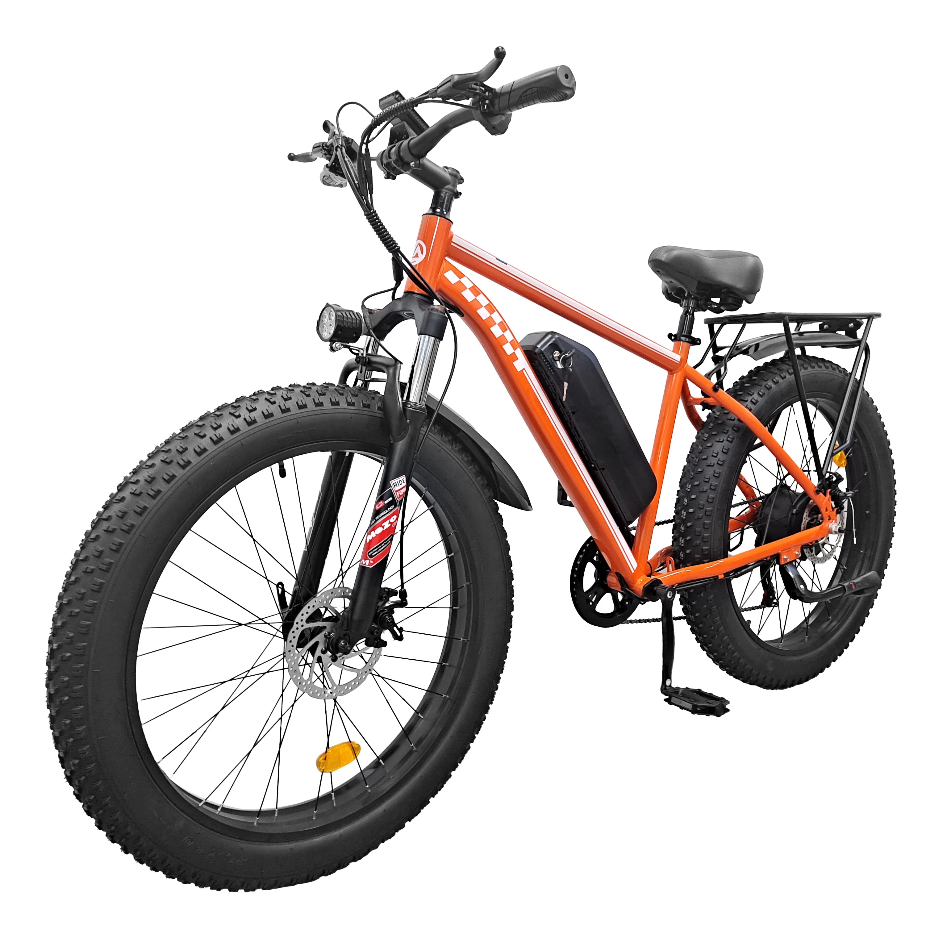 Orange Electric Bike for Adults 1000W Electric Bicycle 48V 15AH E Bike 26" Fat Tire Mountain 31mph Dual Shock Absorber Ebike
