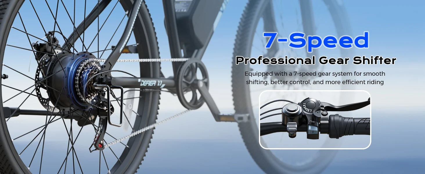 VIPDRIVE Defier 1.1 Adult Electric Bike, 750W Peak Motor, Electric Road Bicycle, 48V 7.8Ah Fatbike, 26", 20MPH Mountain Ebike