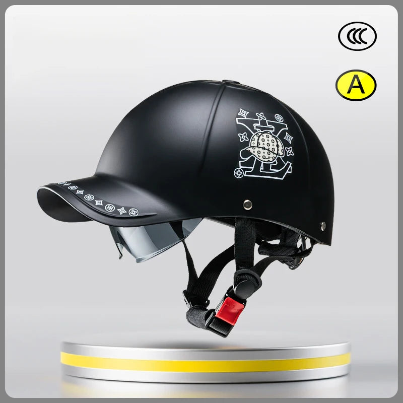 2025 For Cafe Racer Chopper Scooter Safety Hard Hat Half Face Vintage Summer Cap Motorcycle Half Helmet Baseball Cap Style