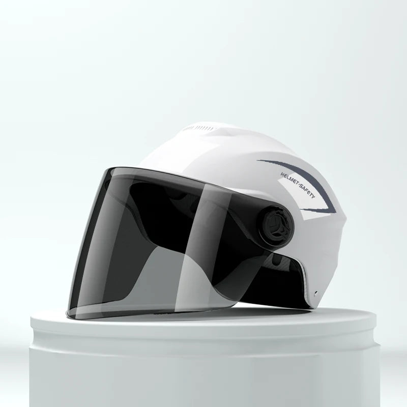Lightweight Rainproof Half Helmet for Electric Bike & Motorcycle - Unisex All-Season Safety Cap with Sun Protection