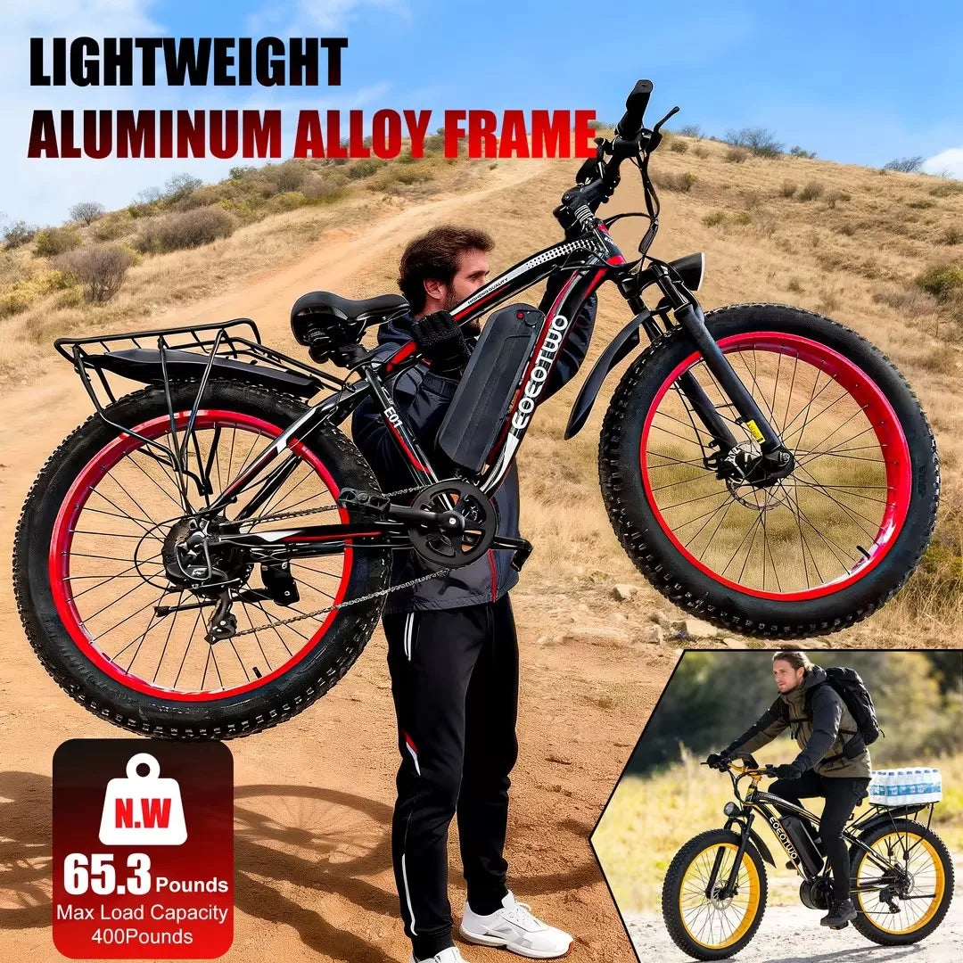 EOEOTWO 1500W Fat Tire Electric Bike for Adults 26"x4.0 All Terrain Ebike 34MPH Fast Mountain E-Bike 48V Long Range Snow Beach Bicycle