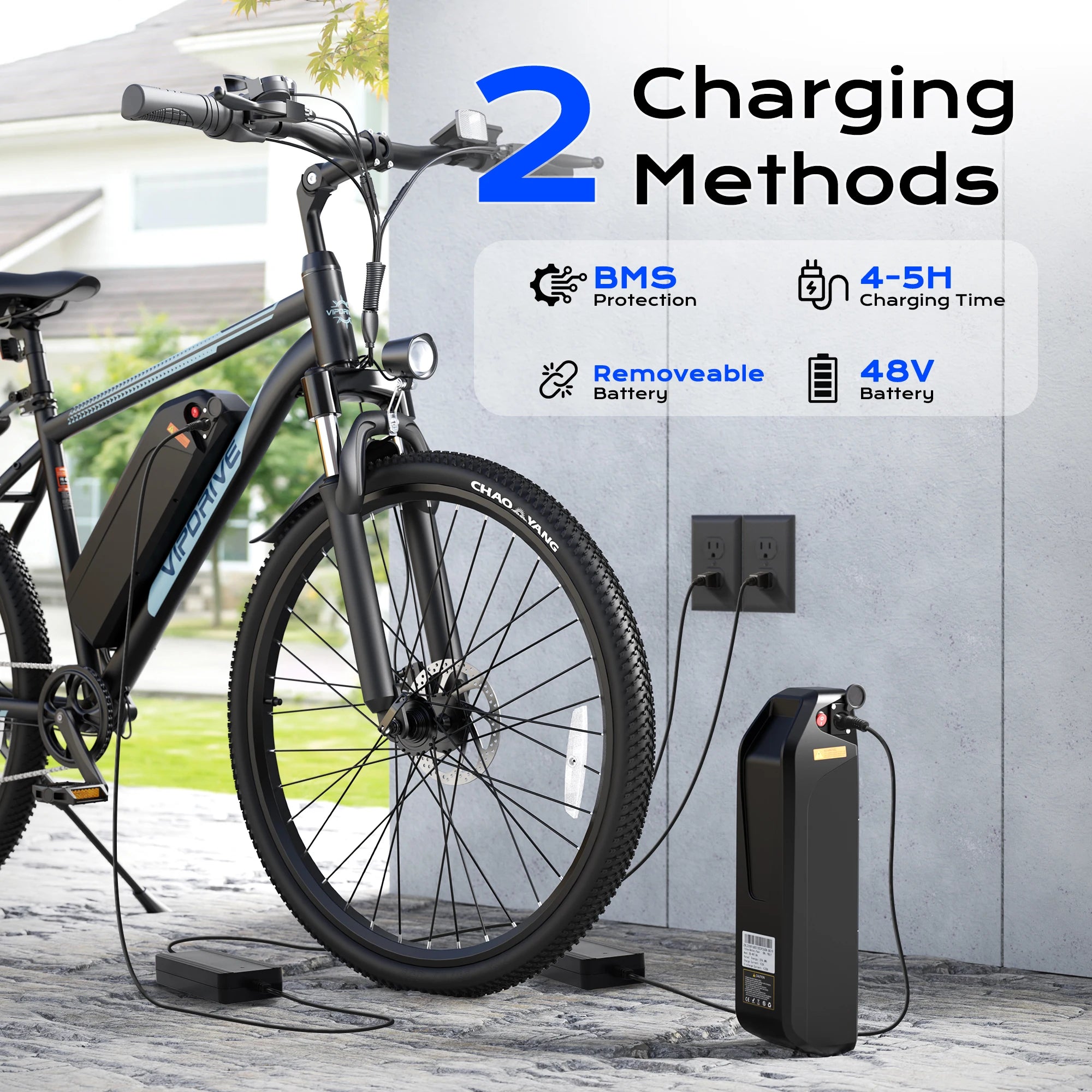 VIPDRIVE Defier 1.1 Adult Electric Bike, 750W Peak Motor, Electric Road Bicycle, 48V 7.8Ah Fatbike, 26", 20MPH Mountain Ebike