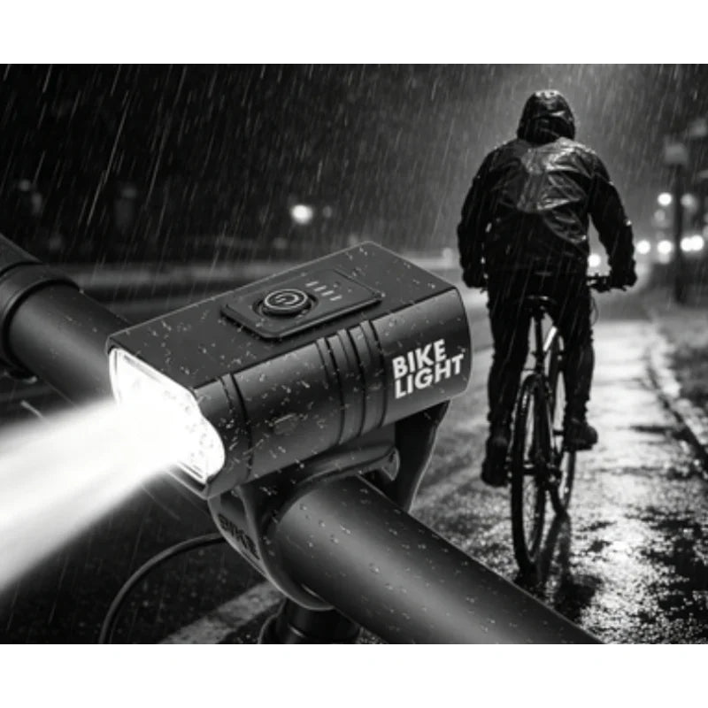 Front Bike Light USB Rechargeable Power Display Bicycle Led Light Waterproof Bicycle Headlight Flashlight Cycling Accessories
