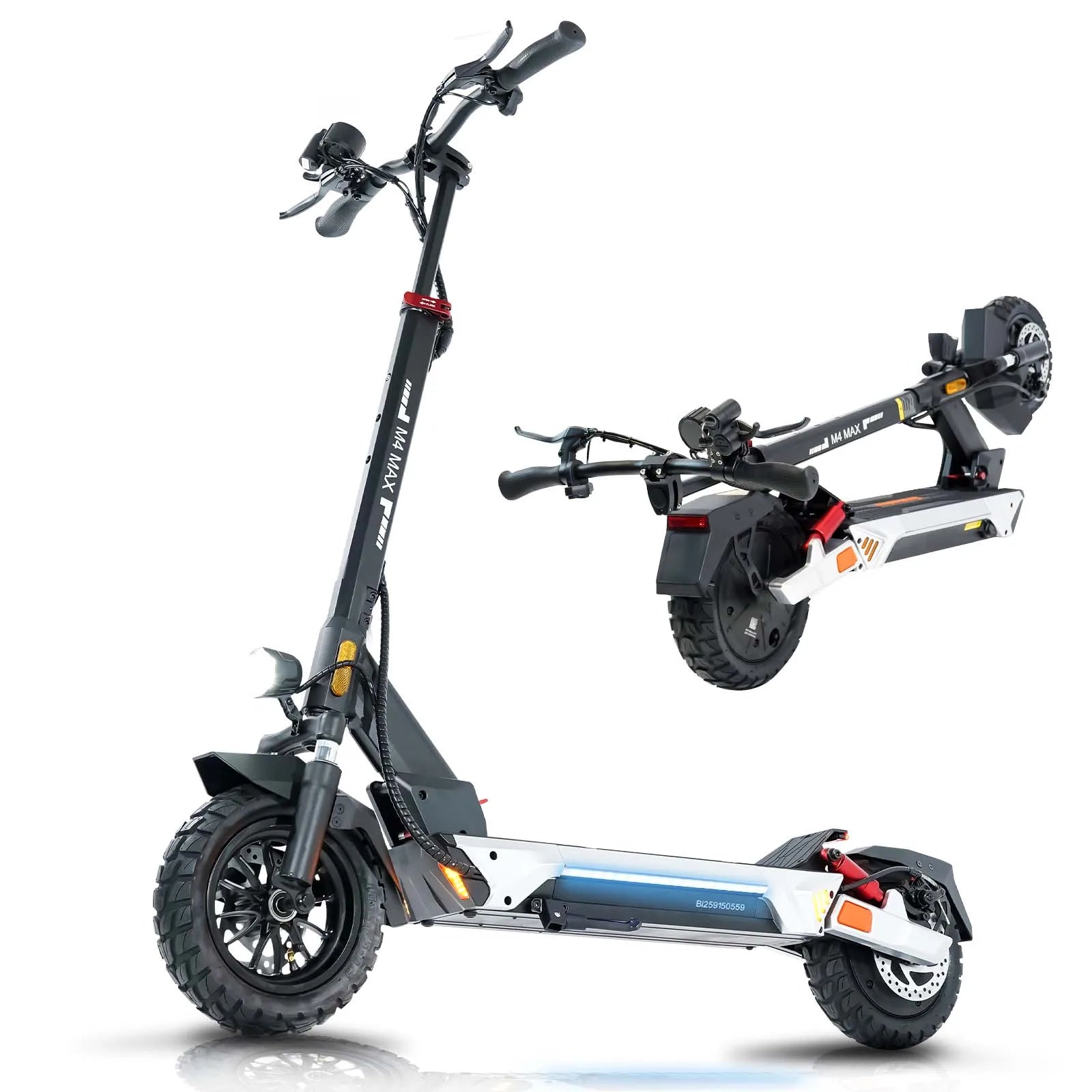 Electric Scooter for Adults, 2000W Motor, 48V 20.8Ah Battery, 40 Miles Range, Dual Disc Brakes, 10" Tires, Foldable