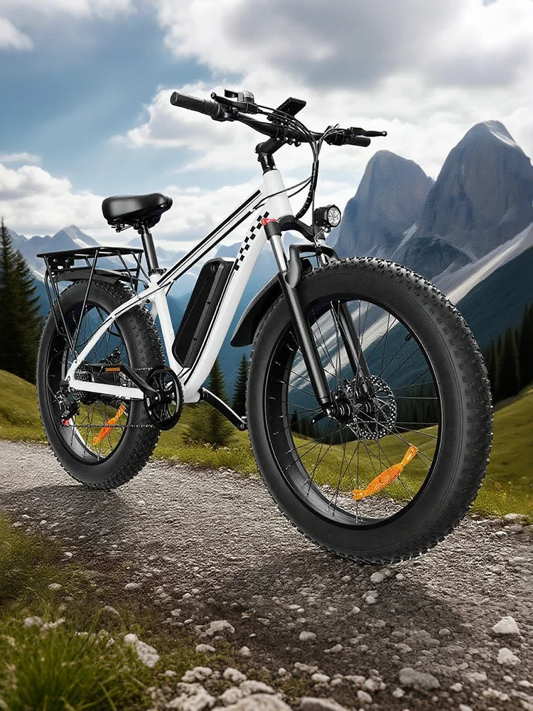 Orange Electric Bike for Adults 1000W Electric Bicycle 48V 15AH E Bike 26" Fat Tire Mountain 31mph Dual Shock Absorber Ebike
