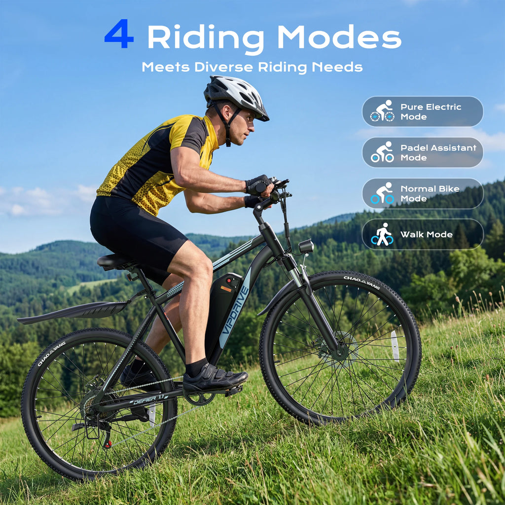 VIPDRIVE Defier 1.1 Adult Electric Bike, 750W Peak Motor, Electric Road Bicycle, 48V 7.8Ah Fatbike, 26", 20MPH Mountain Ebike
