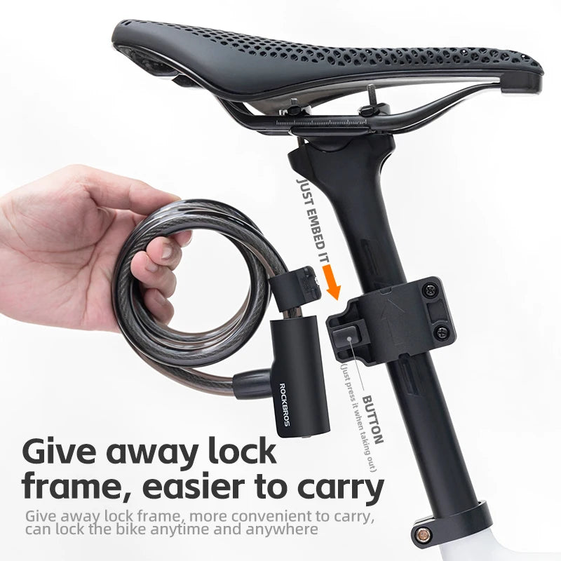 ROCKBROS Bicycle Lock Portable Anti-theft Bike Cable Lock with Keys Zinc Alloy Motorcycle Scooter MTB Road Round Cycling Lock