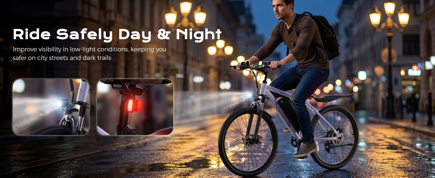 VIPDRIVE Defier 1.1 Adult Electric Bike, 750W Peak Motor, Electric Road Bicycle, 48V 7.8Ah Fatbike, 26", 20MPH Mountain Ebike