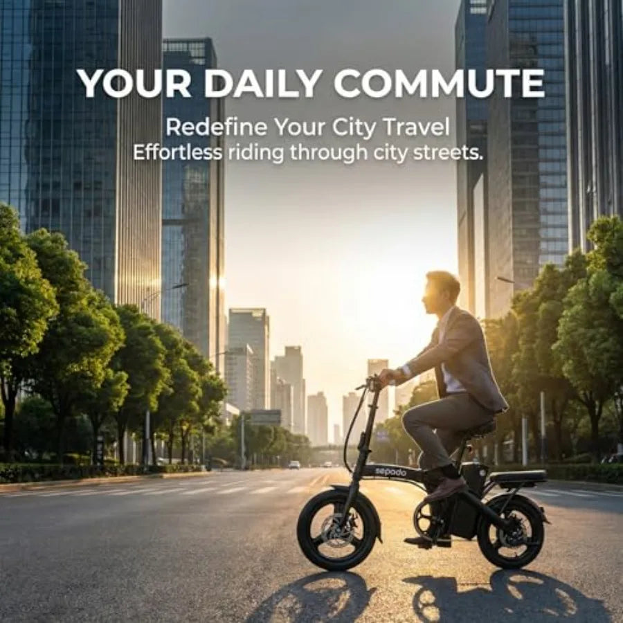Folding Electric Bike for Adults: 750W Peak Motor, 20mph Speed, 36V 10.4Ah Battery, 20-40 Miles Range, 14'' Foldable Ebike for