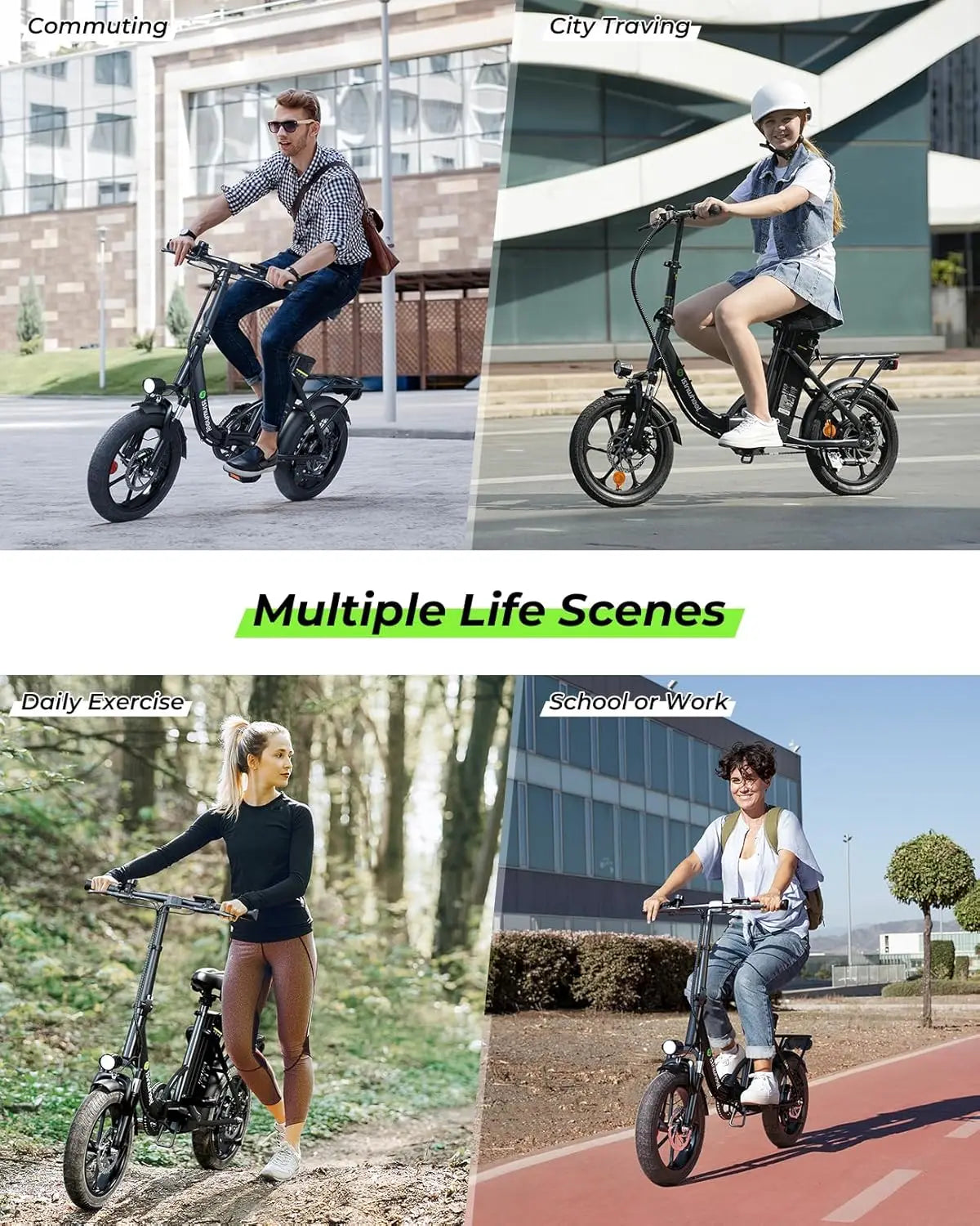 U4 16" Folding E Bike for Adults Electric Bike with Suspension, 10.4Ah Battery, 500W Motor, 19mph Top Speed, Step, Customized