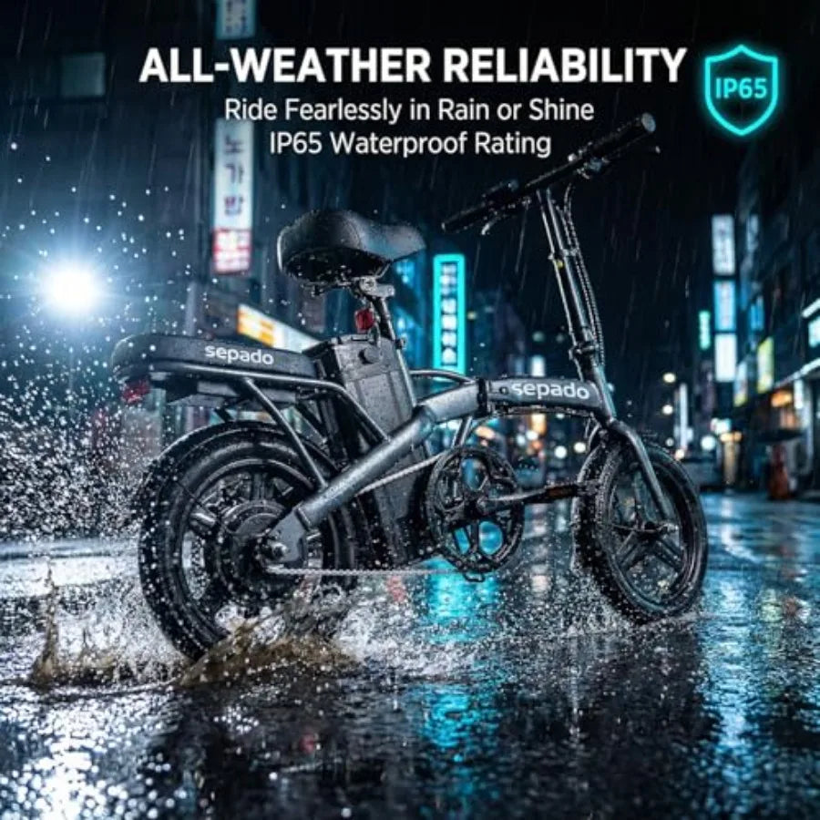 Folding Electric Bike for Adults: 750W Peak Motor, 20mph Speed, 36V 10.4Ah Battery, 20-40 Miles Range, 14'' Foldable Ebike for