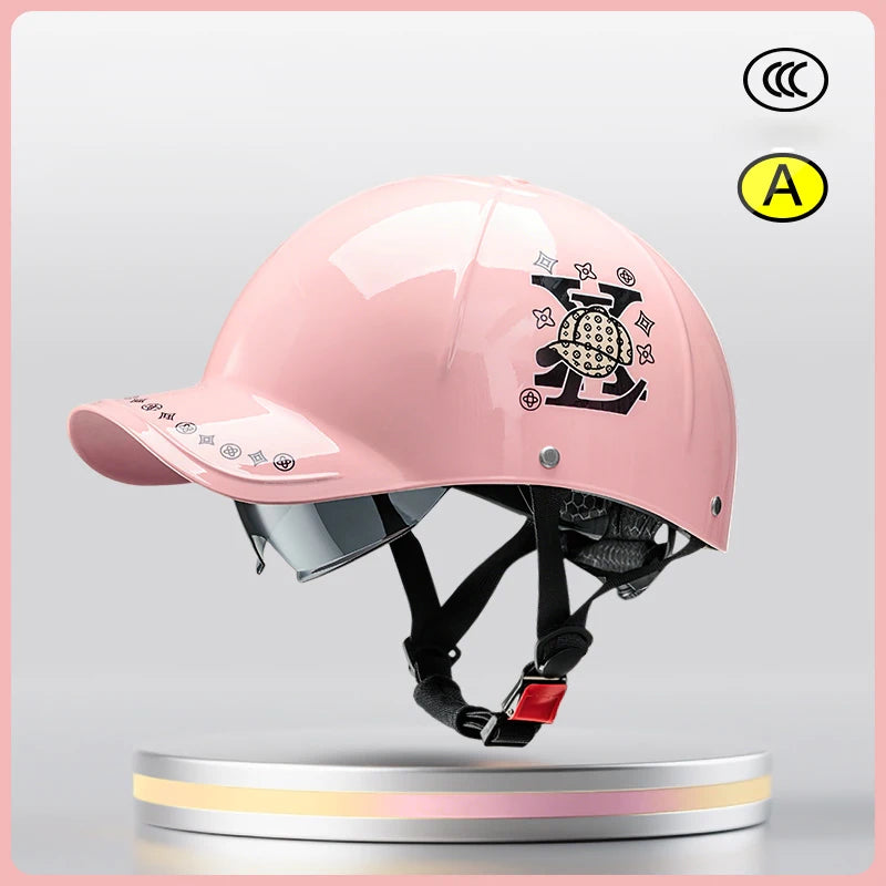 2025 For Cafe Racer Chopper Scooter Safety Hard Hat Half Face Vintage Summer Cap Motorcycle Half Helmet Baseball Cap Style