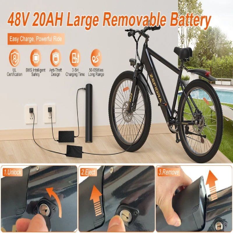 Cheap Electric Bicycle 1000w 14 26 Inch 30-50mph 48v 10ah 15ah Removable Battery,leading Manufacturer Ebike Electric Dirt Bike
