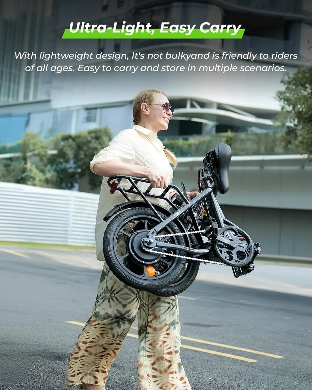 U4 16" Folding E Bike for Adults Electric Bike with Suspension, 10.4Ah Battery, 500W Motor, 19mph Top Speed, Step, Customized