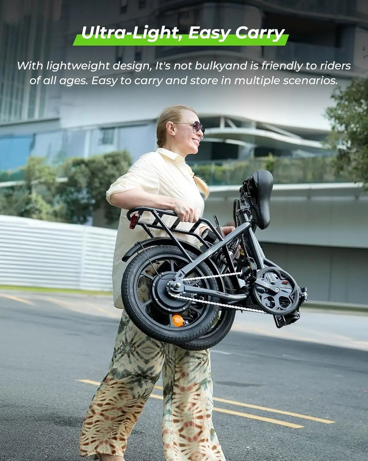 U4 16" Folding E Bike for Adults Electric Bike with Suspension, 10.4Ah Battery, 500W Motor, 19mph Top Speed, Step, Customized