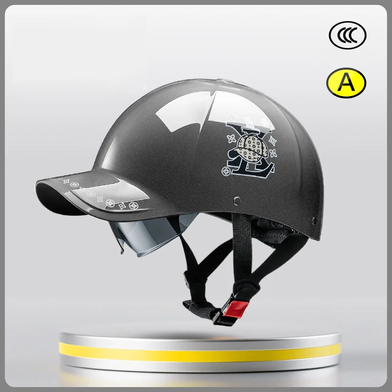 2025 For Cafe Racer Chopper Scooter Safety Hard Hat Half Face Vintage Summer Cap Motorcycle Half Helmet Baseball Cap Style