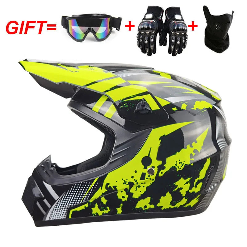 Motorcycle Youth Kids Child full Helmet Children Helmets Motocross Casco Moto Off-road Goggles Gloves Protective Cycling Casque