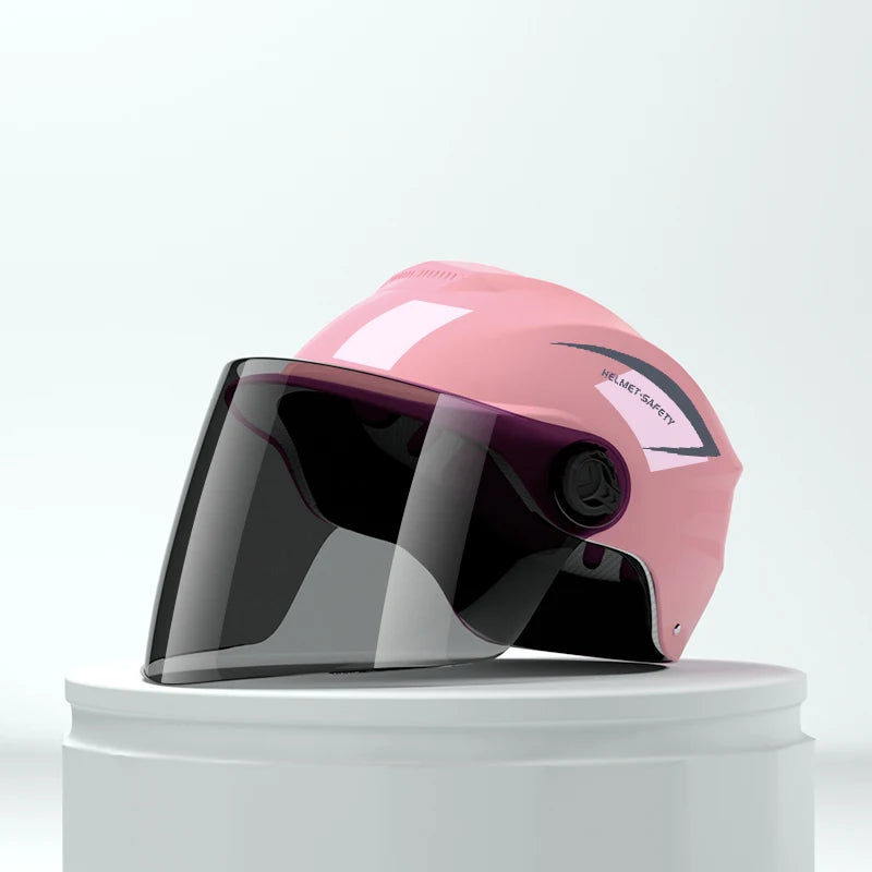 Lightweight Rainproof Half Helmet for Electric Bike & Motorcycle - Unisex All-Season Safety Cap with Sun Protection