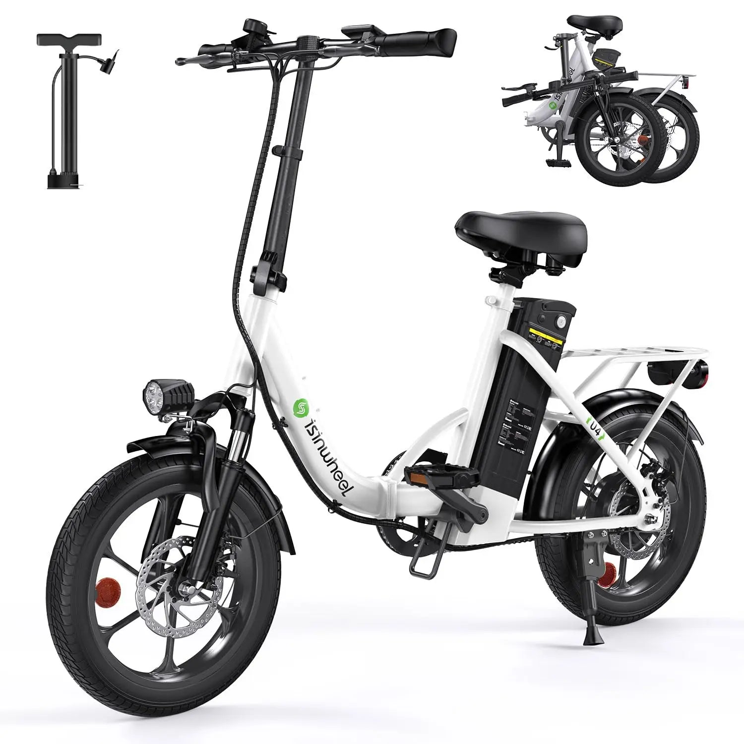 U4 16" Folding E Bike for Adults Electric Bike with Suspension, 10.4Ah Battery, 500W Motor, 19mph Top Speed, Step, Customized