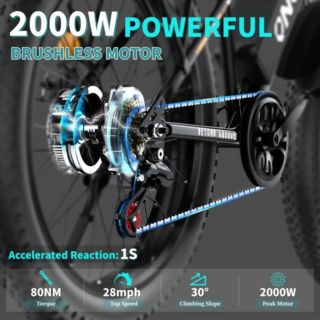 Electric Bike for Adults, 26" Commuter Ebikes, 2000W Peak Motor - 48V 15Ah Fast Mountain Bike, 7-Speed Gears, 20MPH, Customized