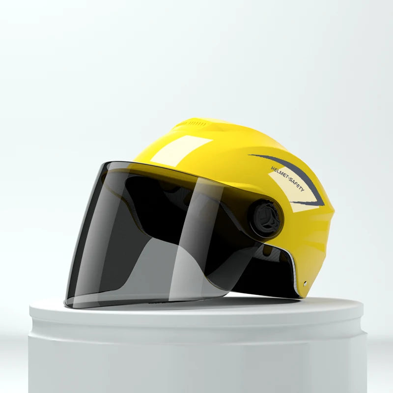 Lightweight Rainproof Half Helmet for Electric Bike & Motorcycle - Unisex All-Season Safety Cap with Sun Protection