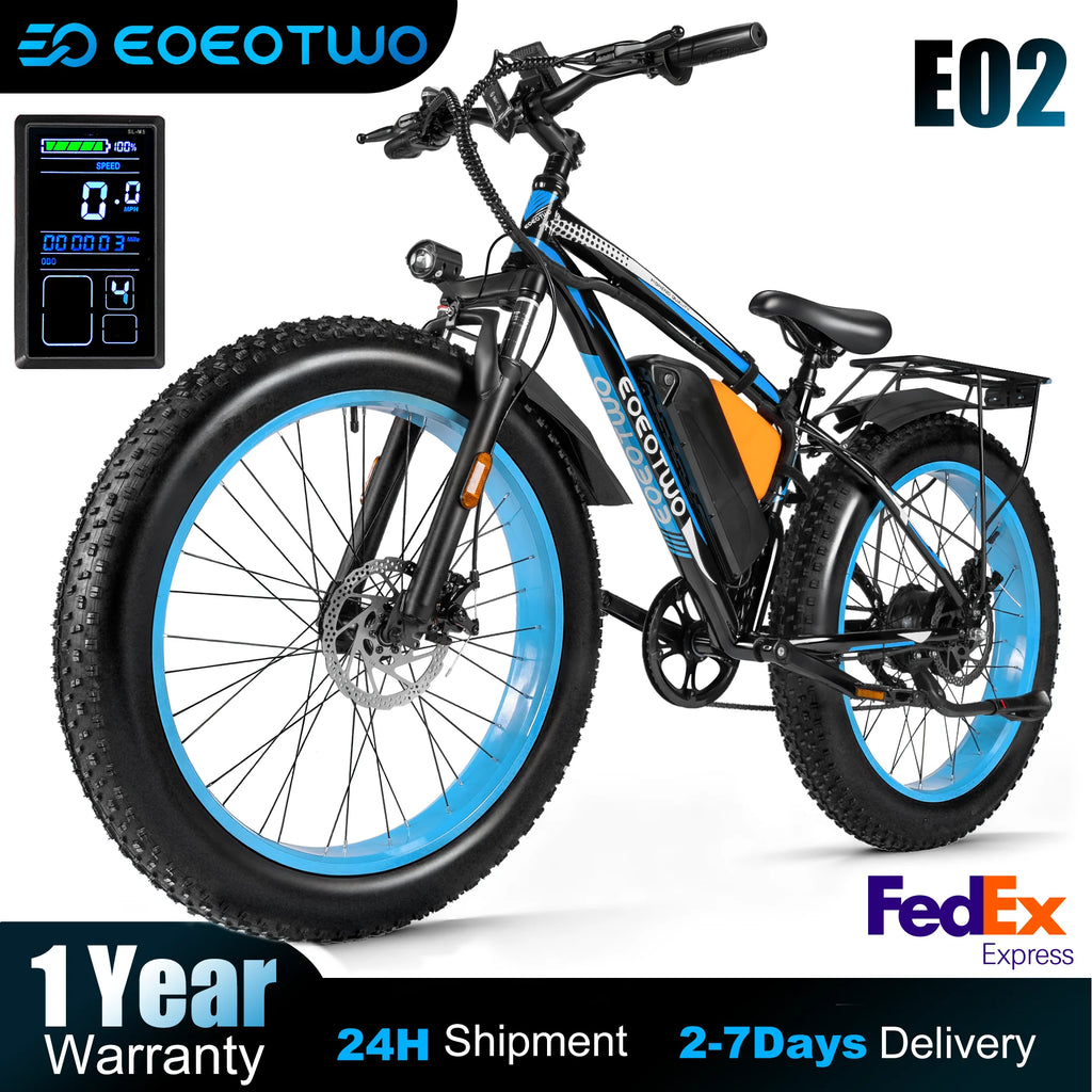 EOEOTWO Electric Bike,1500W Peak Ebikes for Adults, 26'' Fat Tire Best Ebike for Men, 70 Miles with 960Wh Battery, 25-30MPH Max Speed Bicycles, 330LB Capacity