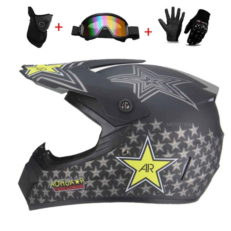 Motorcycle Youth Kids Child full Helmet Children Helmets Motocross Casco Moto Off-road Goggles Gloves Protective Cycling Casque