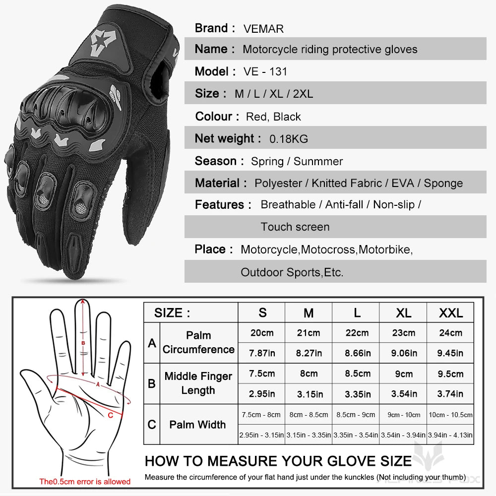 Summer Motorcycle Gloves Men Women Full Finger Touch Screen Motocross Racing Gloves Motorbike Bicycle Cycling Glove M-XXL