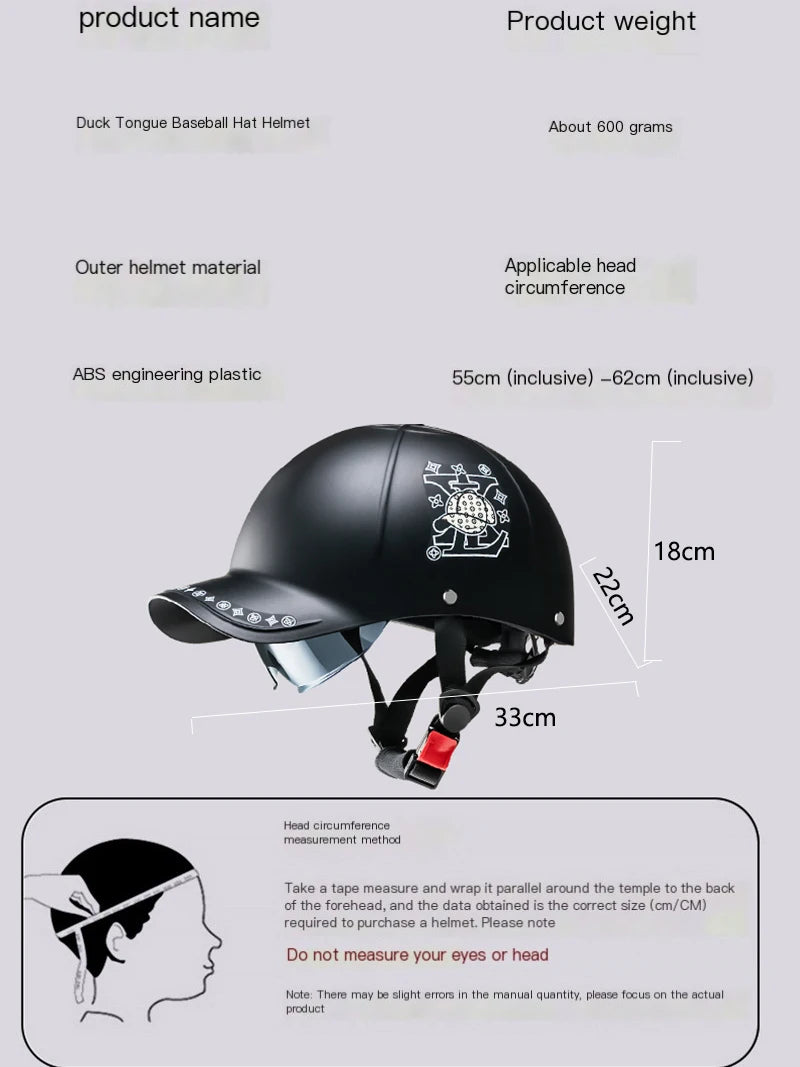 2025 For Cafe Racer Chopper Scooter Safety Hard Hat Half Face Vintage Summer Cap Motorcycle Half Helmet Baseball Cap Style