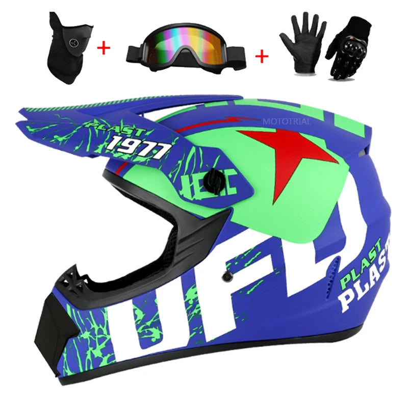 Motorcycle Youth Kids Child full Helmet Children Helmets Motocross Casco Moto Off-road Goggles Gloves Protective Cycling Casque
